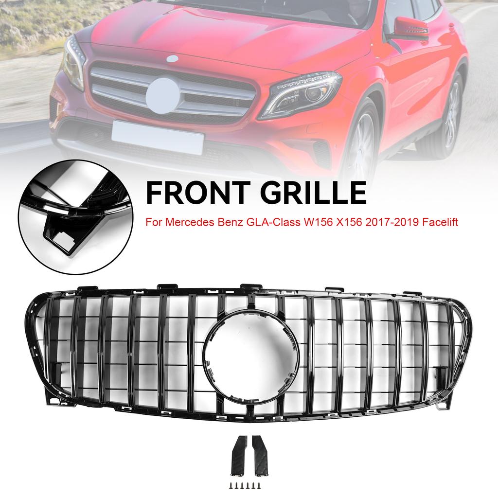 Front Grill Grille Fit Mercedes Benz GLA W156 X156 2017-2019 Facelift Black
