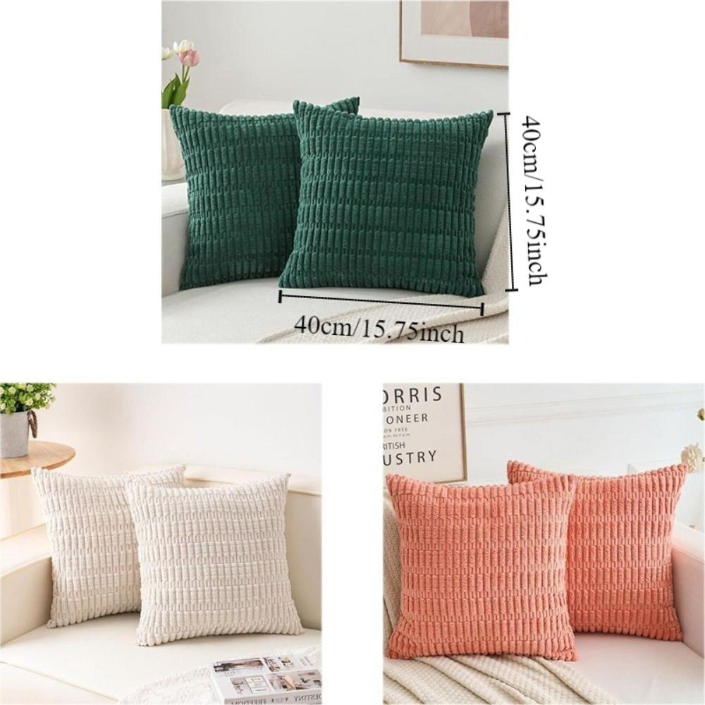 2 pieces/set Cozy Soft Corduroy Pillowcase Velvet Texture Reversible Sided Throw Pillow Striped Design Cushion Cover Sofa Decor