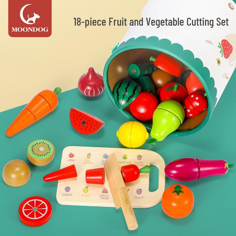

18-Piece Wooden Fruit Cutting Set: Hands-On Educational Toy for Kids