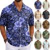 Men's Summer Short Sleeve Cuban Collar Shirt Casual Button Down Lightweight Breathable Fabric Beachwear Shirt