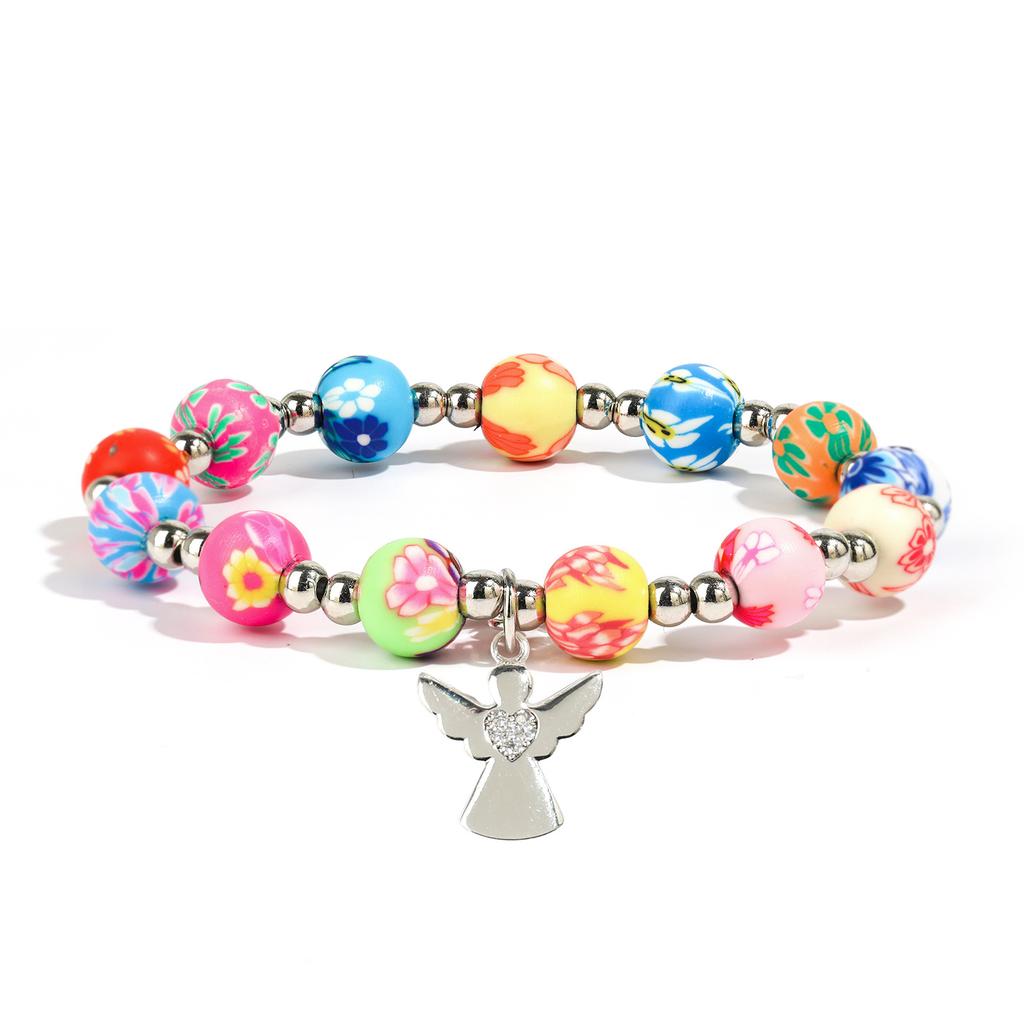 Pearl Angel Bracelet Diamond Angel Pendant Woven Bracelet Holiday Gift Ladies Pearl Angel Bracelet