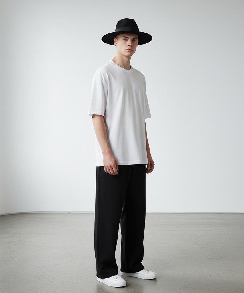 Yunibeosyeolkemiseuteuli Black Metal Line Wool Fedora Bk Line Fedora