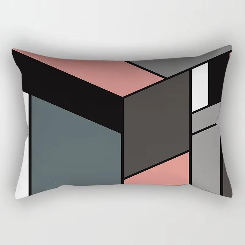 30*50cm Yellow Red Geometric Nordic Pattern Printing Simple Decoration Living Room Home Polyester Rectangular Pillowcase