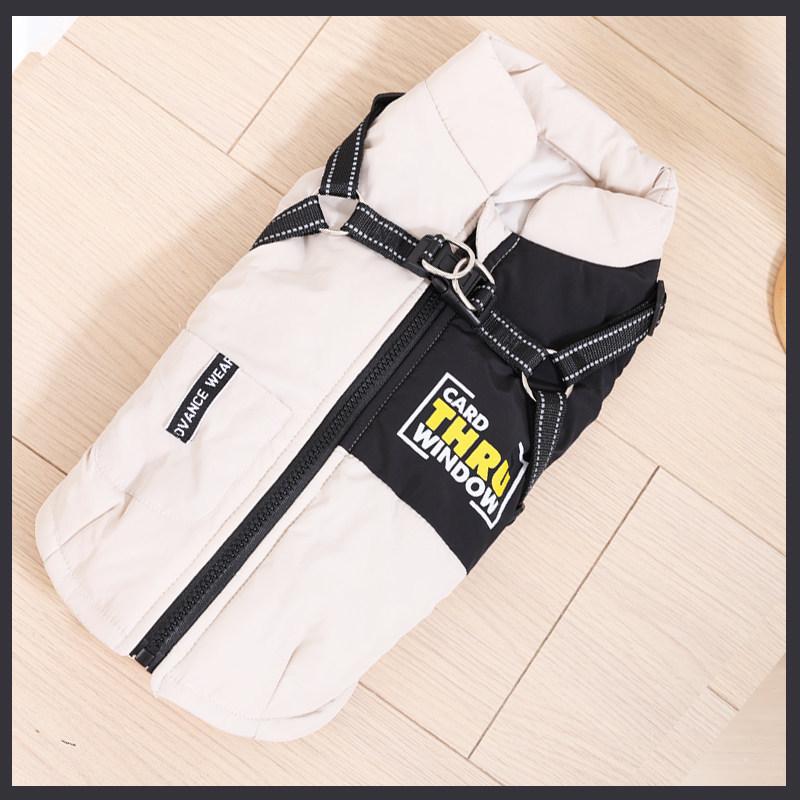 

2025 Warm Cotton Vest for Shiba Inu, Corgi, and Small to Medium Dogs - Leash Compatible. Beige Black (Clothing Only)