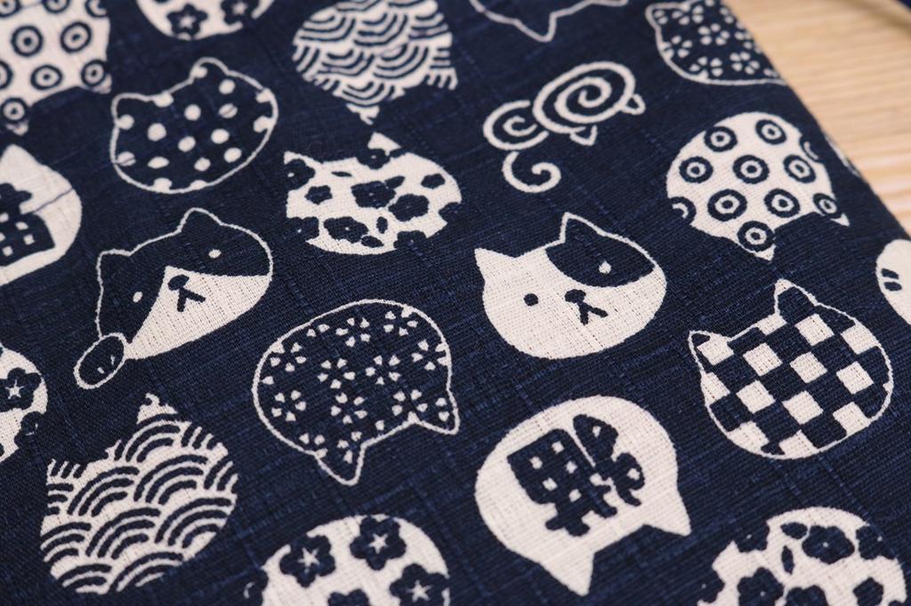 Portfel z zapięciem Kyoyu z Kotem cale x Granatowy Japoński Wzór, Nyankomon, 3.3 (12 11,5 cm),