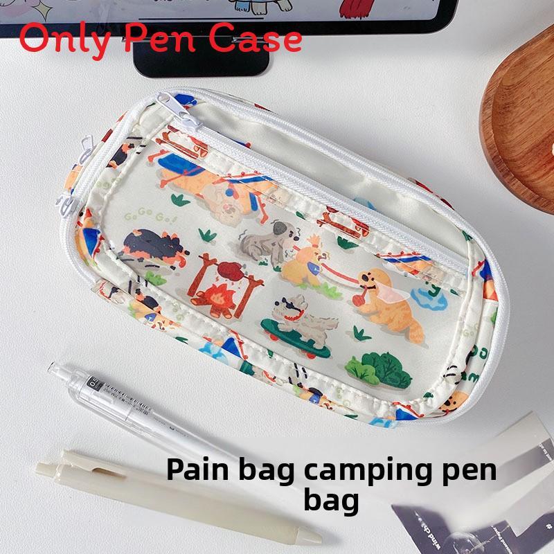 Small Red Book Cartoon Pencil Case With Multilayer Storage And Zipper For Students