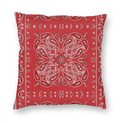 Red Bandana Pattern Square Pillow Case Polyester Throw Pillow  Cushion Covers