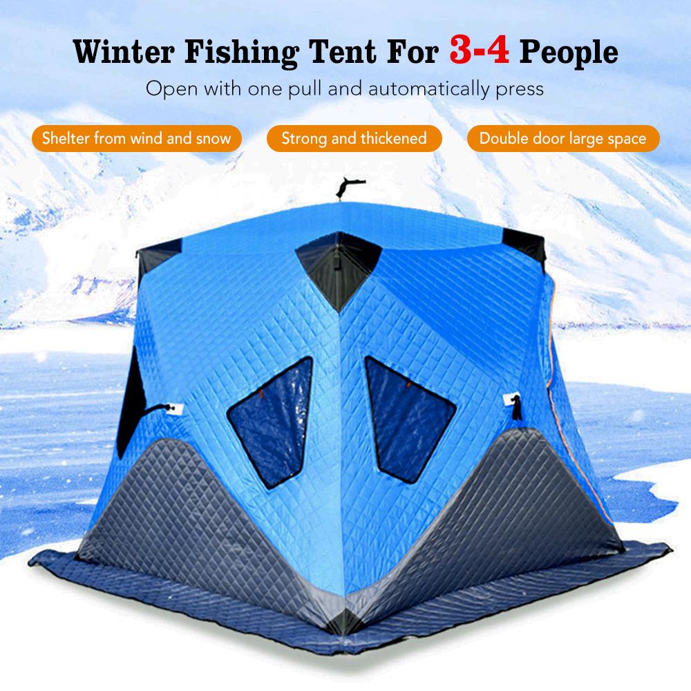 Fishing Tent for Winter Camping Upgrade 3-4 Person Outdoor Shelter Portable and Lightweight Angler Tent Waterproof and Warm