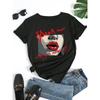 European Size Plus Size - Women'S Crew Neck T-Shirt - Bold "SPANK ME LIKE YOU MEAN IT!" Graphic Tee with Red Lettering
