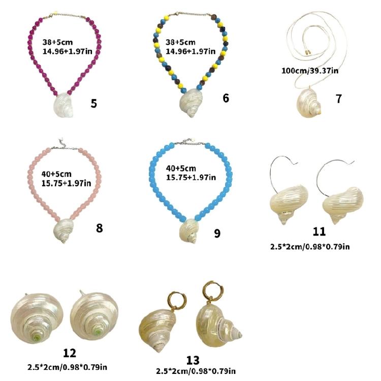 Handcrafted Conch Shell Necklace Pearls Details Versatile Earrings Jewelry For Casual Or Formal