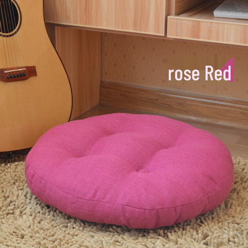 Japanese-Style Thickened Linen Floor Cushion for Meditation or Balcony Seating 50cm Diameter, 10cm Thick розы красного