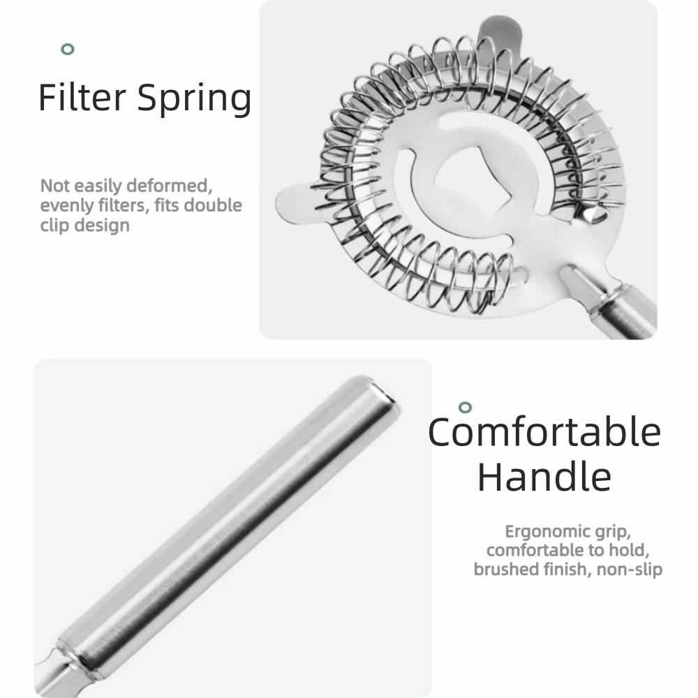 Silver Bar Strainer Stainless Steel Hawthorne Strainer Mixed Drink Cocktail Strainer  Home Bar Use