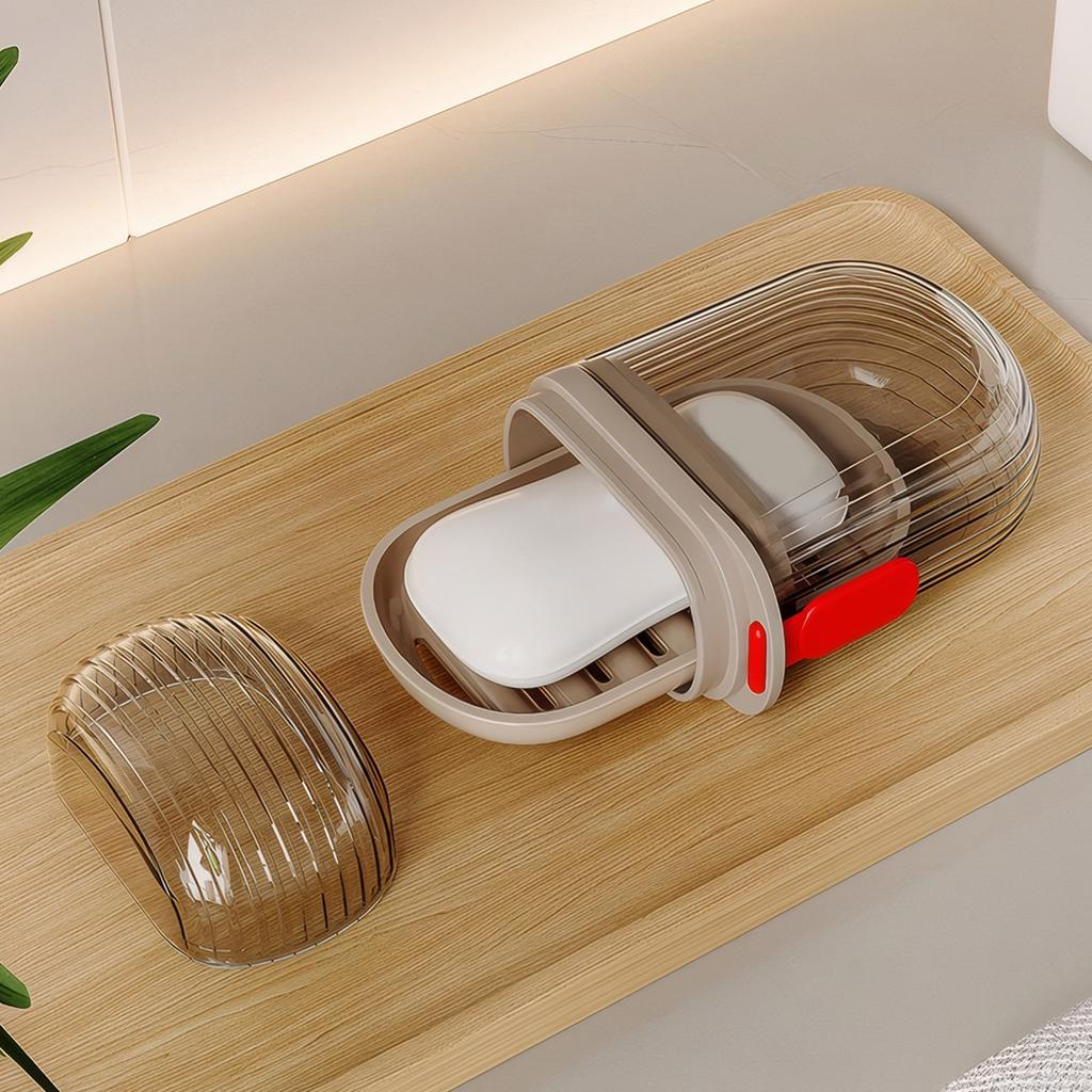 2Pcs Portable Soap Tray Leakproof Transparent Soap Case Anti-Slip Plastic Sealing Soap Box Bathroom Camping Traveling Supplies