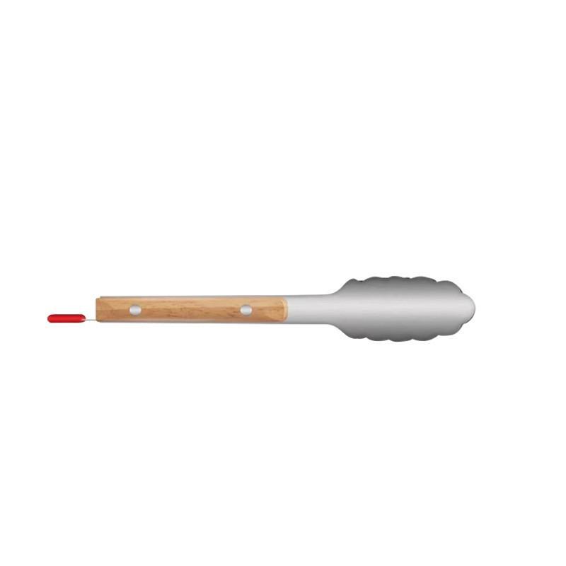 Stainless Steel Wooden Handle Silicone Barbecue Tongs - Heat Resistant Bread & Food Tongs