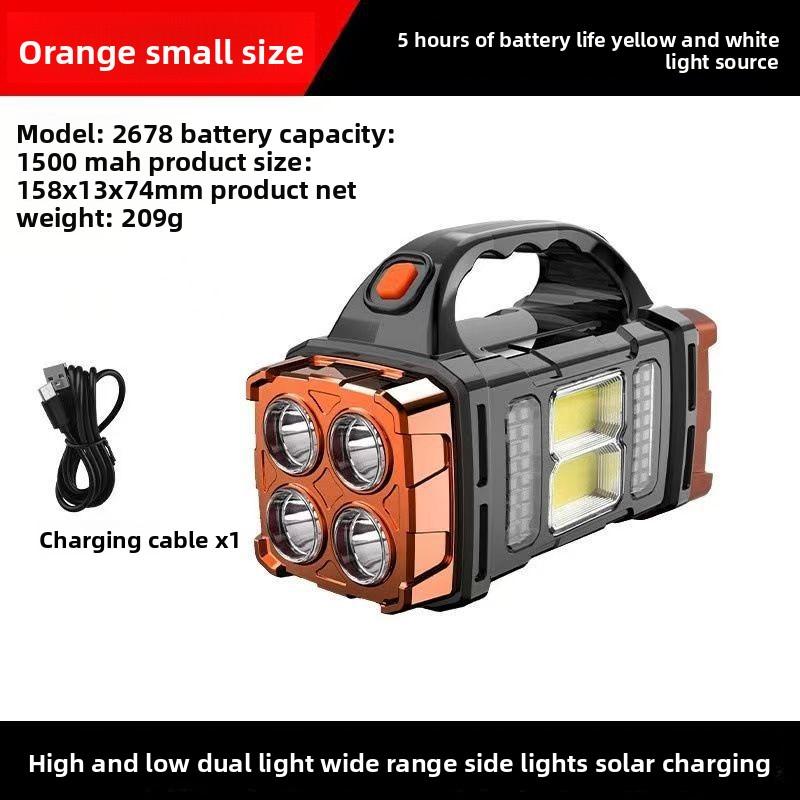 COB Multi-Functional Outdoor Solar Emergency Handheld Spotlight USB Charging, Camping, Hiking, Night Fishing
