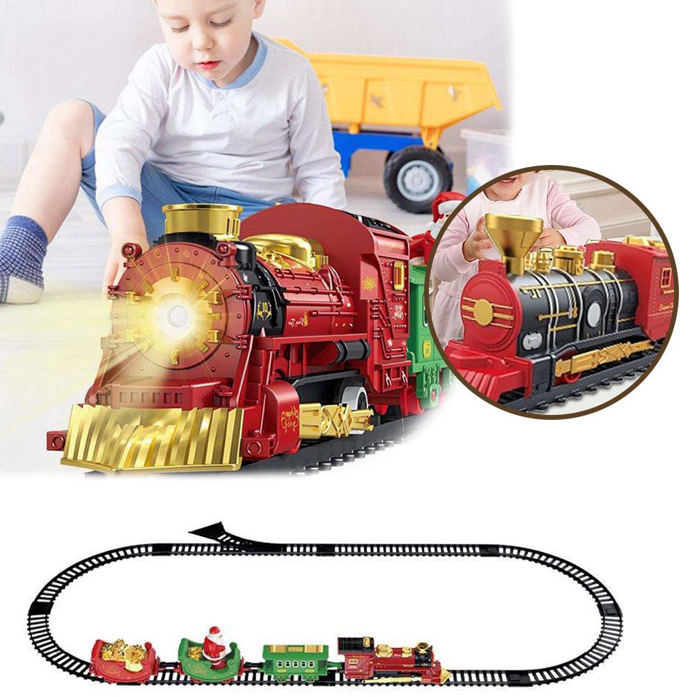 Electric Christmas Train Toys Railway Cars Racing Tracks With Music Christmas Train Model Toys Electric Engine Railway Track