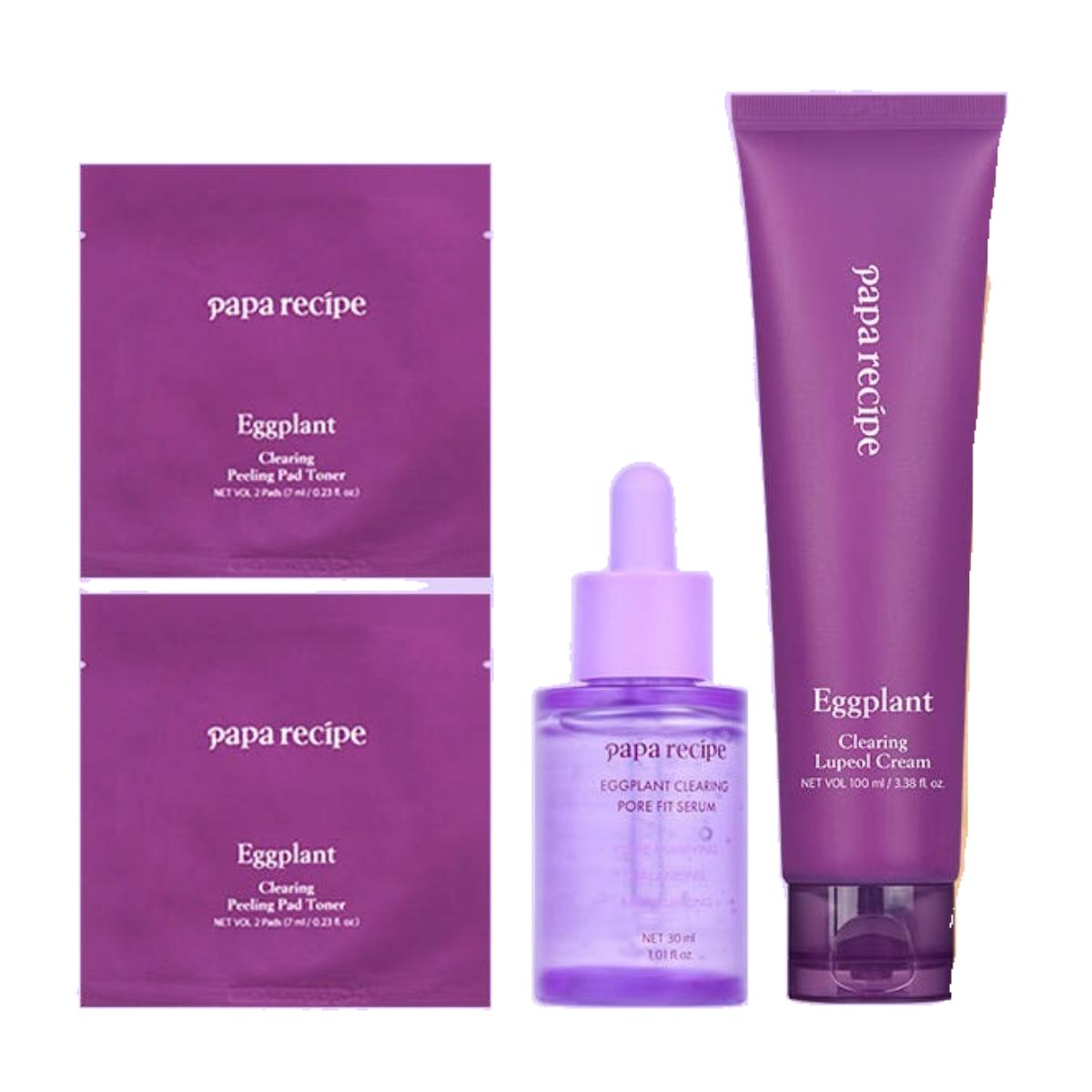 Papa Recipe Eggplant Clearing Lupeol Cream 100ml & Pore Fit Serum 30ml Duo Set