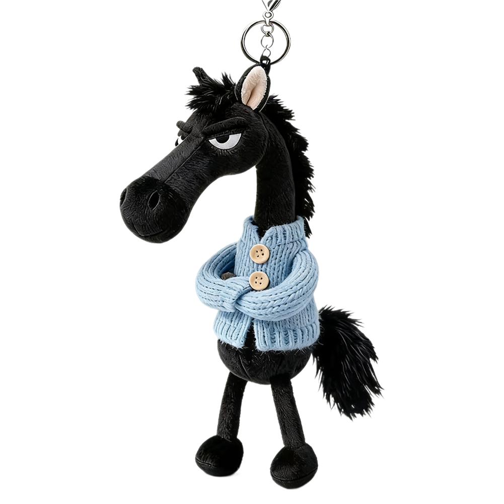 

Cute Horse Plush Keychain Lucky Black Plush Toy Kawaii Animal Pendant Stuffed Toy Funny Keychain Gift