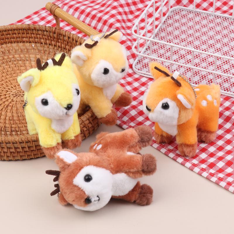 Cute Sika Deer Plush Keychain Stuffed Animal Soft Pendant for School Bag Girly Purse Car Keys Gift Use