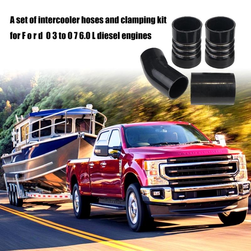 Silicone Intercooler Hose Set F250 F350 F450 F550 6.0L Power Strokes Intercooler Hose CAC Boots Clamps Set