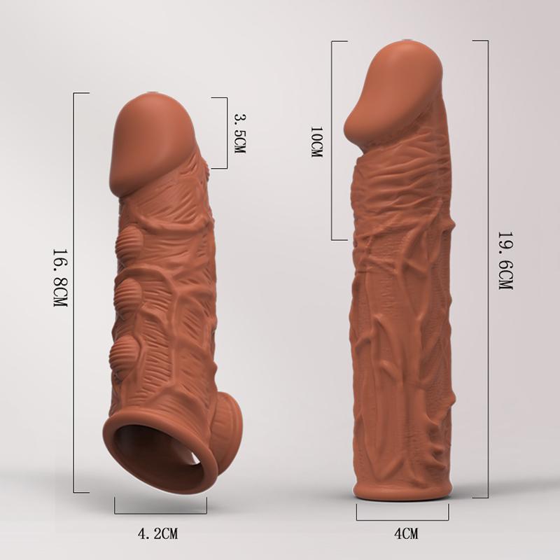MELEON Realistické kondomy pro prodloužení penisu na penis Opakovaně použitelné silikonové kondomy pro zvětšení penisu pro muže, dildo Enhancer Sexy Toys