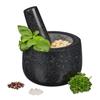 Relaxdays Granite Mortar with Pestle, Robust, for Spices, Herbs, Polished Stone Mortar, D. 12 Cm, 300 Ml, Grey