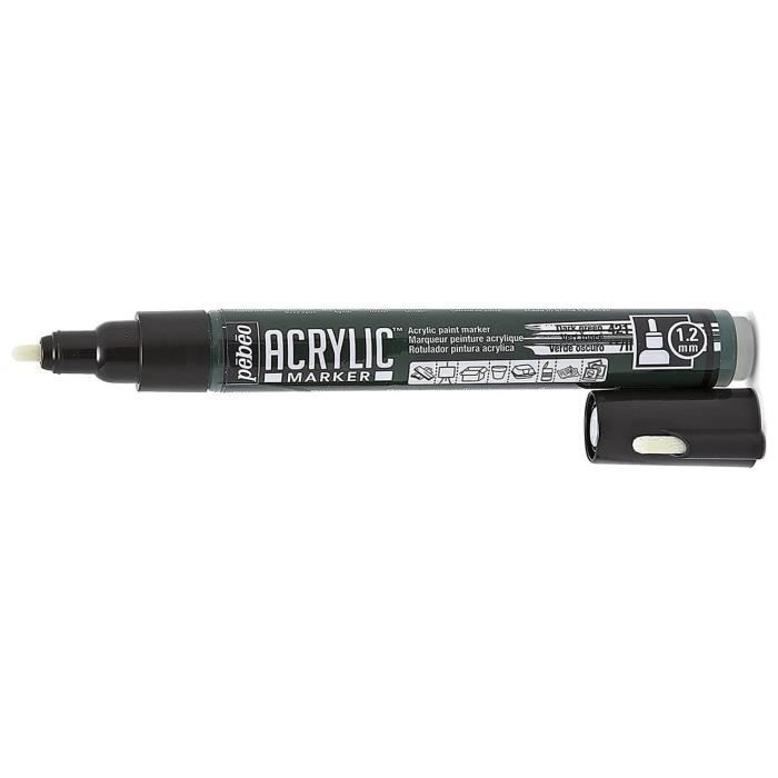 Marqueur acrylique - PEBEO - Pointe ogive 1,2mm - Vert foncé - Opaque - Mixte