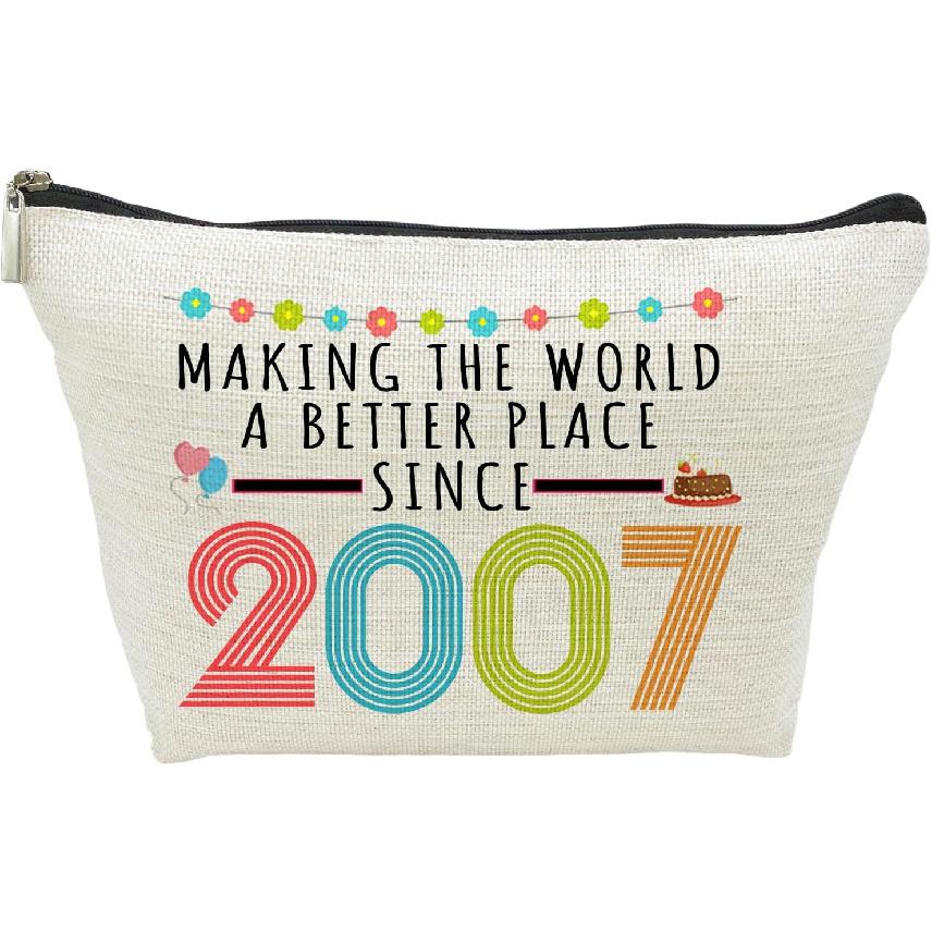 18th Birthday Gifts for Girls, Funny 18 Year Old Gift Makeup Bag, 2007 18th Birthday Makeup Bags for Her, Teens, Daughter, Sister, Niece,
