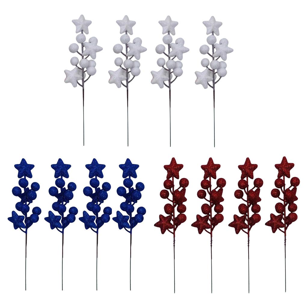 21cm Gold Glitter Floral Branches 12pcs Wire Foam Stems for DIY Wedding Centerpiece Decor