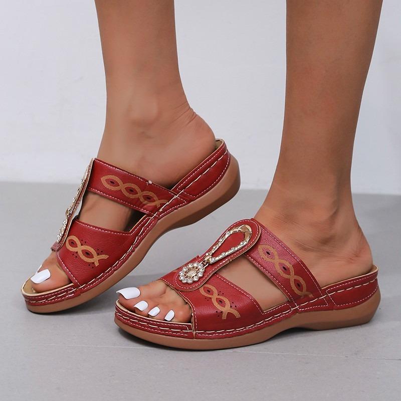 New Slippers Women, Slope Heel Retro Mother Shoes Large Size New Women's Sandals Autumn