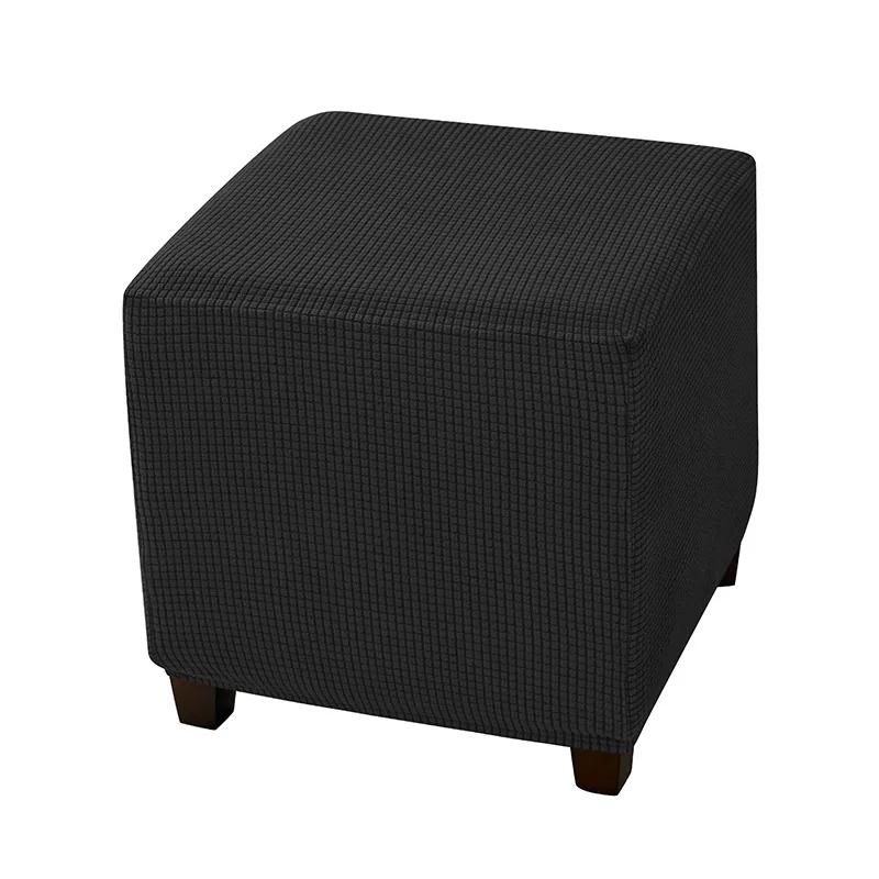 Square Elastic Ottoman Cover Polar Fleece Foot Stool Covers Stretch Footrest Slipcovers House Pouf Furniture Protector