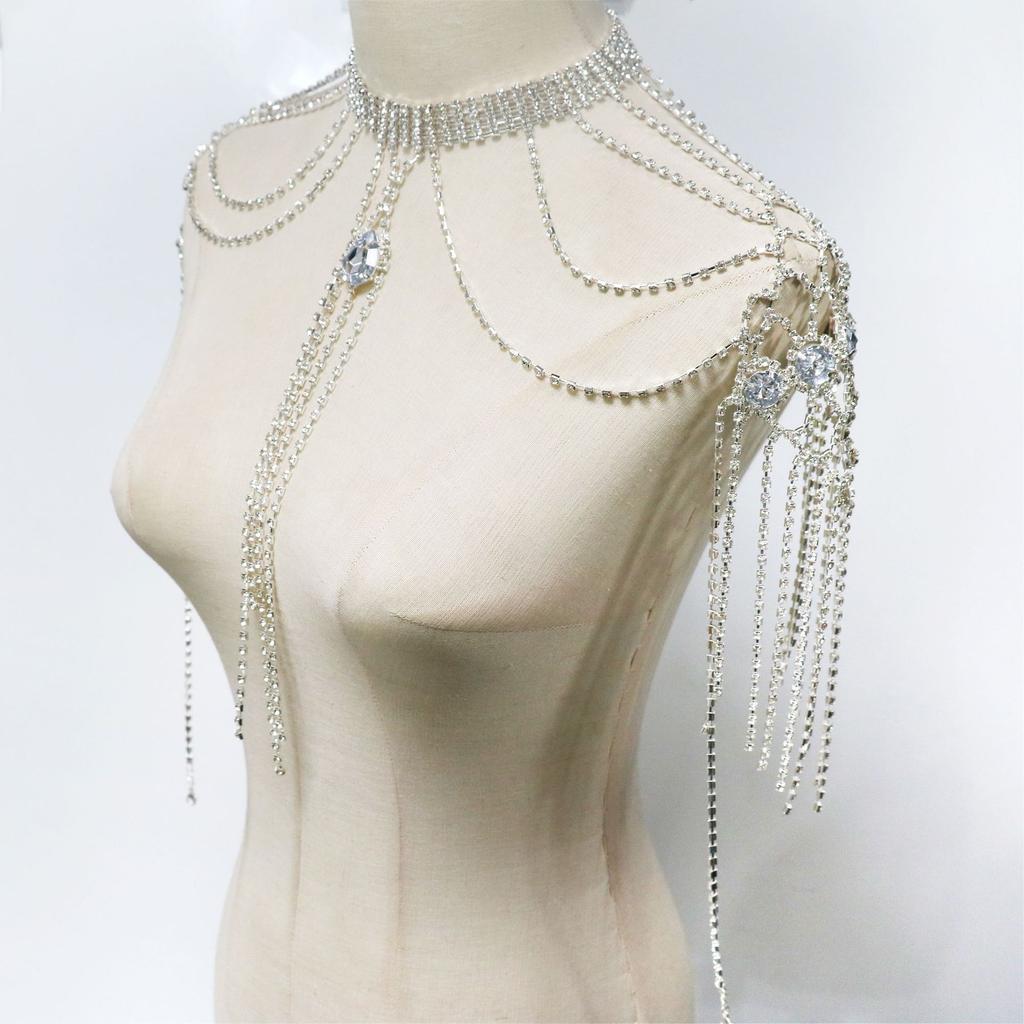 Rhinestone Shoulder Chain, Fashion Water Drop Pendant Rhinestone Shoulder Chain, Dinner Party Shoulder Chain Body Jewelry