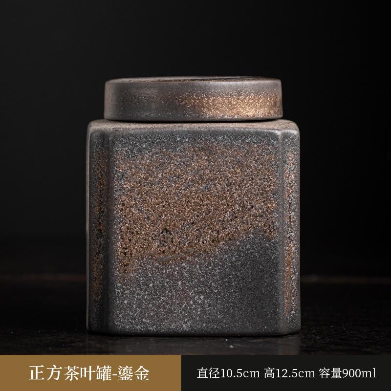 Creative Vintage Gilt Tea Caddy Moisture Seal Large Capacity Storage Box Ceramic Nut Decoration Jar Crafts Gift Home Decoration 3590₽