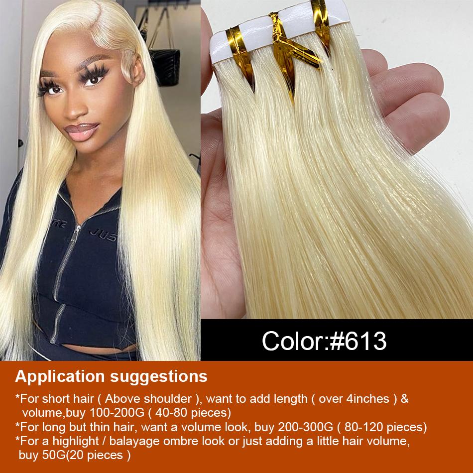 Cuticle Aligned Virgin Human Remy Hair Extension Tape in Double Drawn Blonde Human Tape Hair Extension Hair Vendors