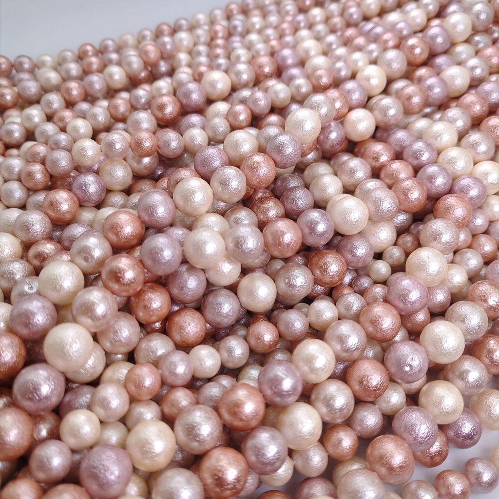 Colored Japanese-Style Frosted Cotton Beads, Crinkle Shell Pearls, DIY Jewelry Making Loose Beads