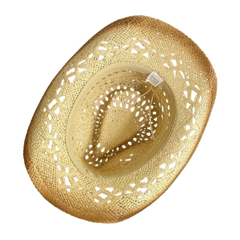 Western Straw Hat Handwoven Breathable Sun Hat Beach British Hat Elegant Wide Brimmed Straw Hat Panama Hat