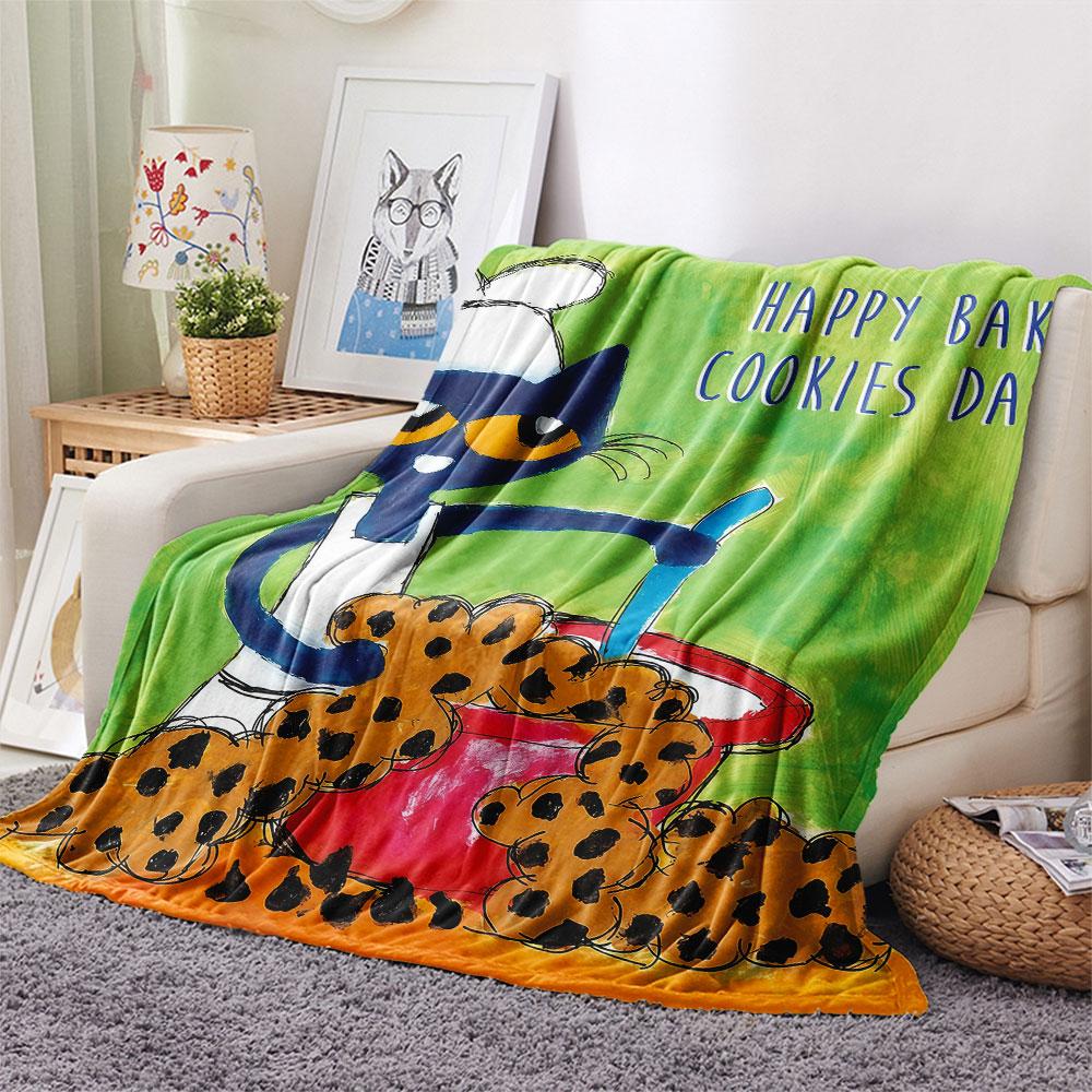 1PC Pete Cat Dream Blanket, High quality Comfortable for All Seasons, Home Decor, Warmth and Comfort