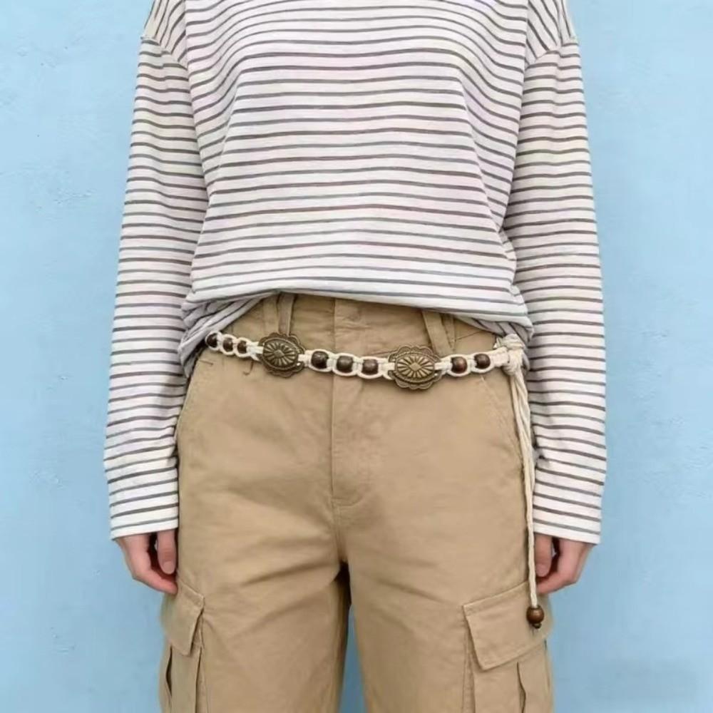 Ceinture de taille bohème en métal Chaîne de taille perlée Ceinture tendance style ethnique Vacances