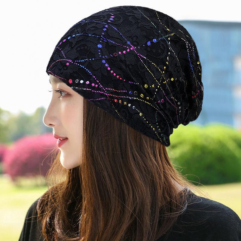 Moon Hat Cotton Breathable Light Turban Cap Air Conditioning Cap Hat Female Spring and Fall Thin Section Lined Head Wrapping Cap