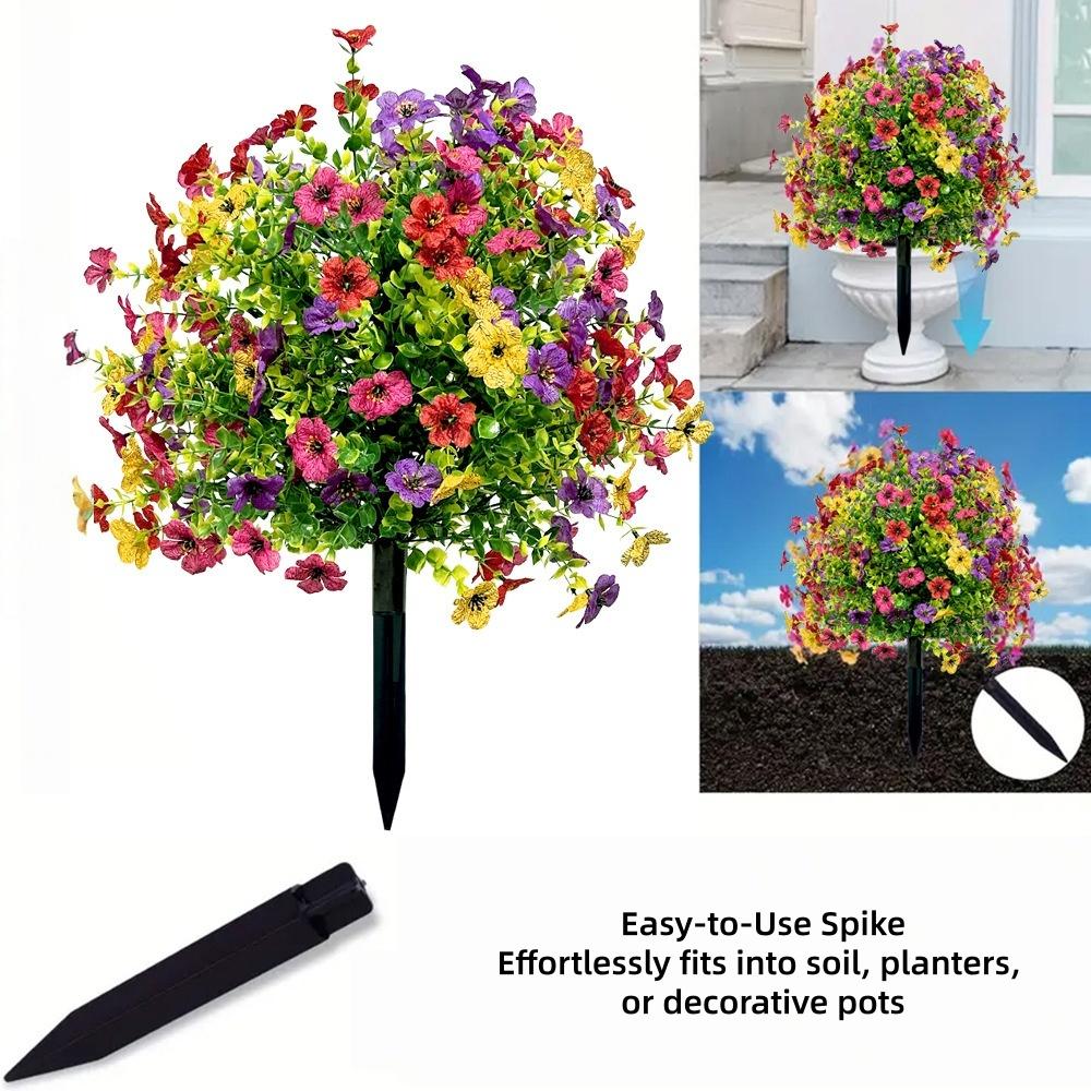 1PCS  UV-Resistant Artificial Straight Insert Flowers, Ball-Shaped Outdoor Daisy Eucalyptus Potted Plants Decor