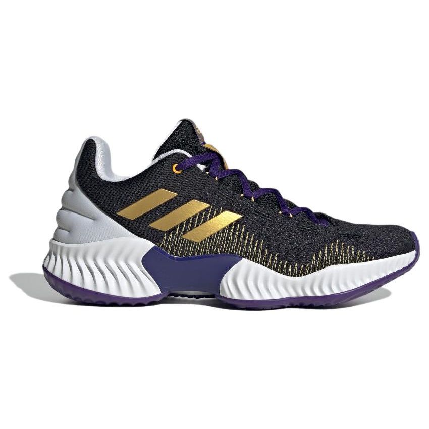 Adidas Pro Bounce 2018 Round Toe Lace-Up Low Top Basketball Shoes Unisex Sneakers Black Gold IG4493