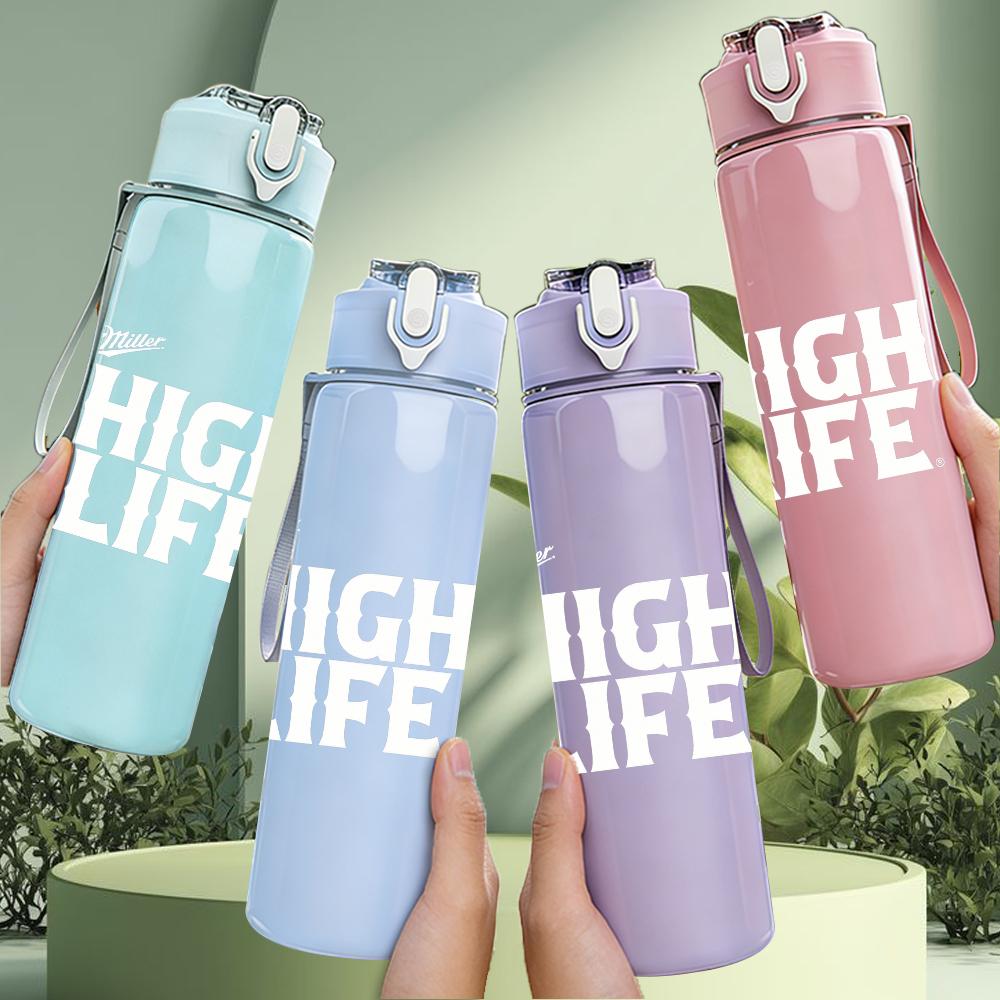 1PC Plain Blank White Distressed Minimalist Print 750ml Portable Sports Water Bottle Leakproof Gym Outdoor Travel Drink Cup