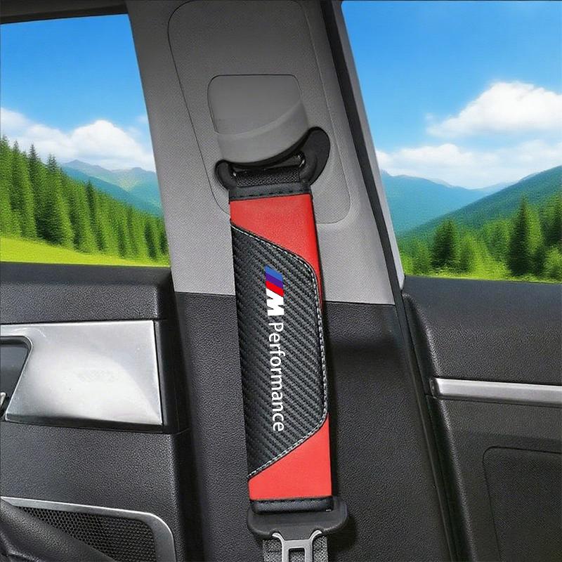 2 Pieces of Genuine Leather Carbon Fiber Car Seat Belts and Car Accessories For BMW M E34 E36 E60 E90 E46 E39 E70 F10 F20 F30 X5
