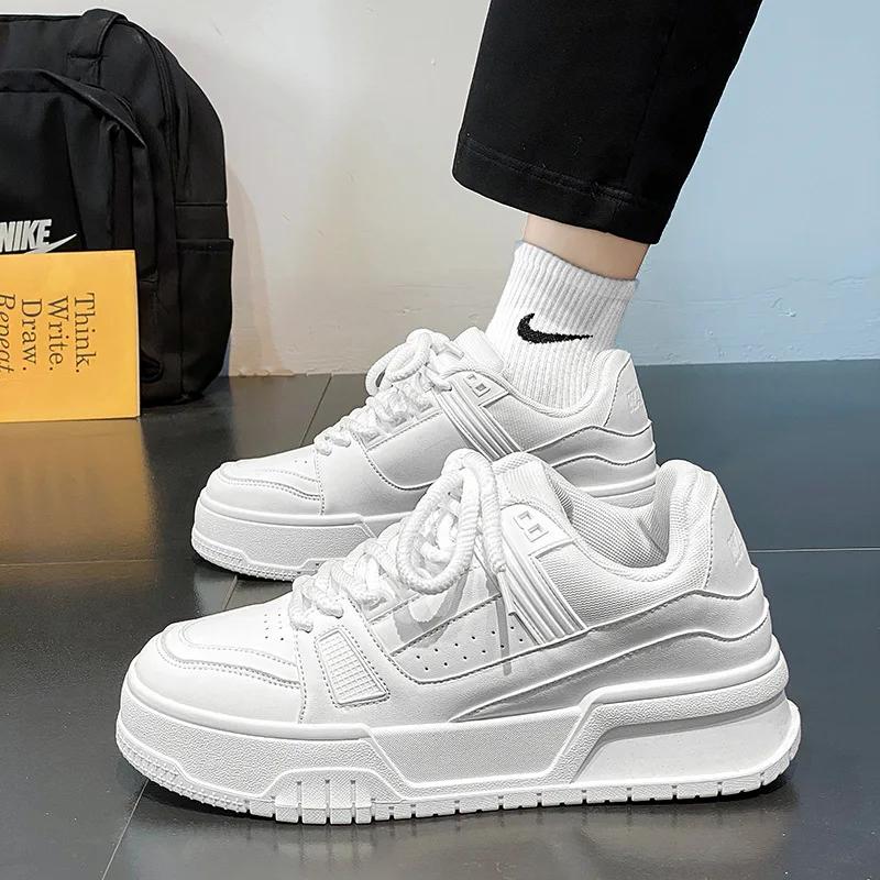 Latest Sport Skateboarding Shoes 2024 Soft Bottom Comfortable and Fashionable Casual Running Shoes Height Increasing White Shoes