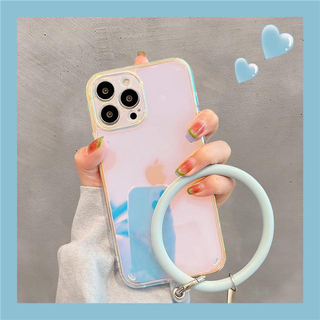 

Ins Корея лазерный градиентный ремешок на запястье чехол для телефона для Iphone 13 Pro Max 12 11 Pro X Xr Max прозрачный защитный чехол для объектива лазерный чехол For iPhone 13Pro Max