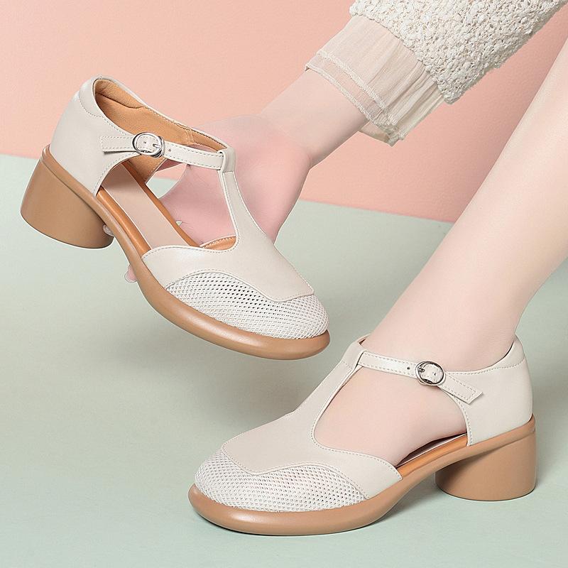 Fashion AIYUQI Women's Sandals Close Toes 2025 New Mid-heel Hollow Sandals For Women Large-size Summer Female Shoes