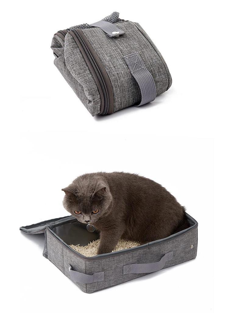 Portable Foldable Cat Litter Box - Oxford Cloth Outdoor Travel Pet Toilet and Poop Basin