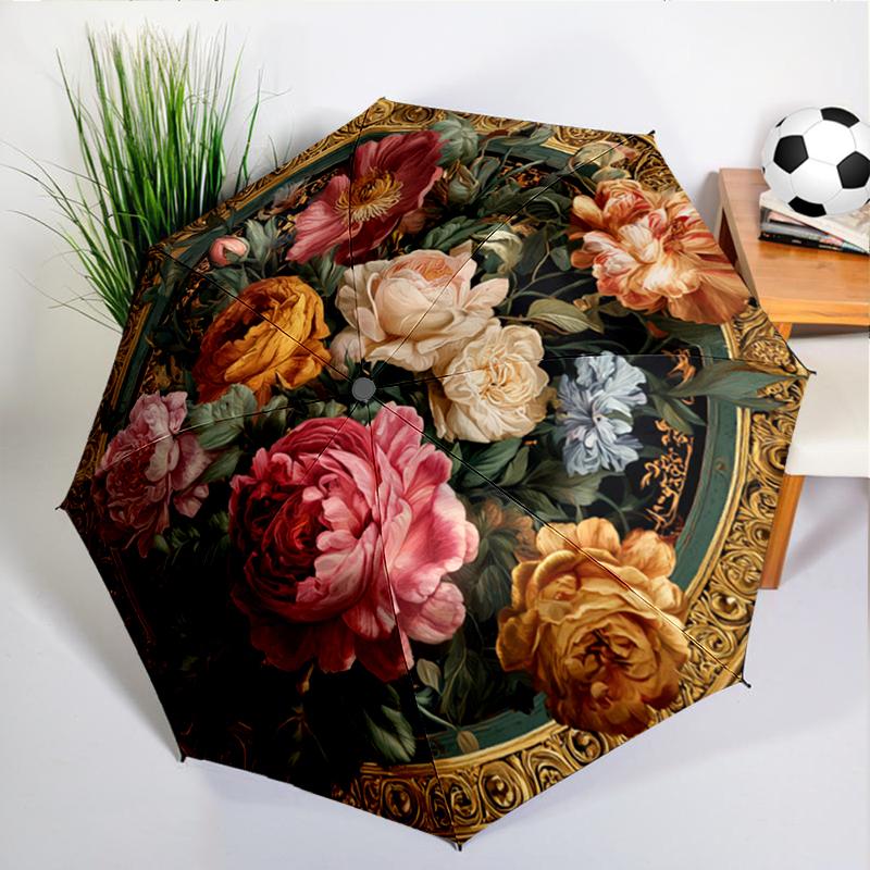Luxurious Rose Peony Umbrella Automatic Open/close, Sturdy Iron Frame & 8-Rib Struct, Umbrella for Women & Men, Christmas Gifts
