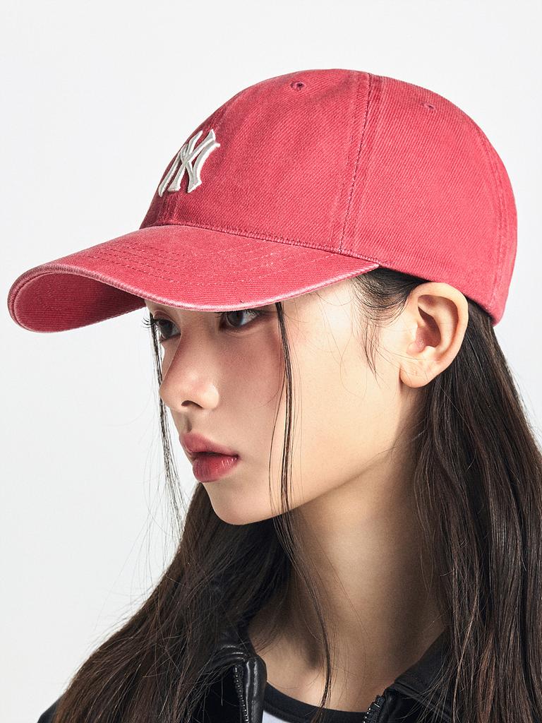 Emelbi Basic Washed Unstructured Ball Cap Ny (D.Red)