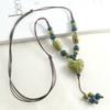 Handmade Heart-shaped Ceramic Pendant Necklace for Women Men Adjustable Necklace Ethnic Style Jewelry Gift